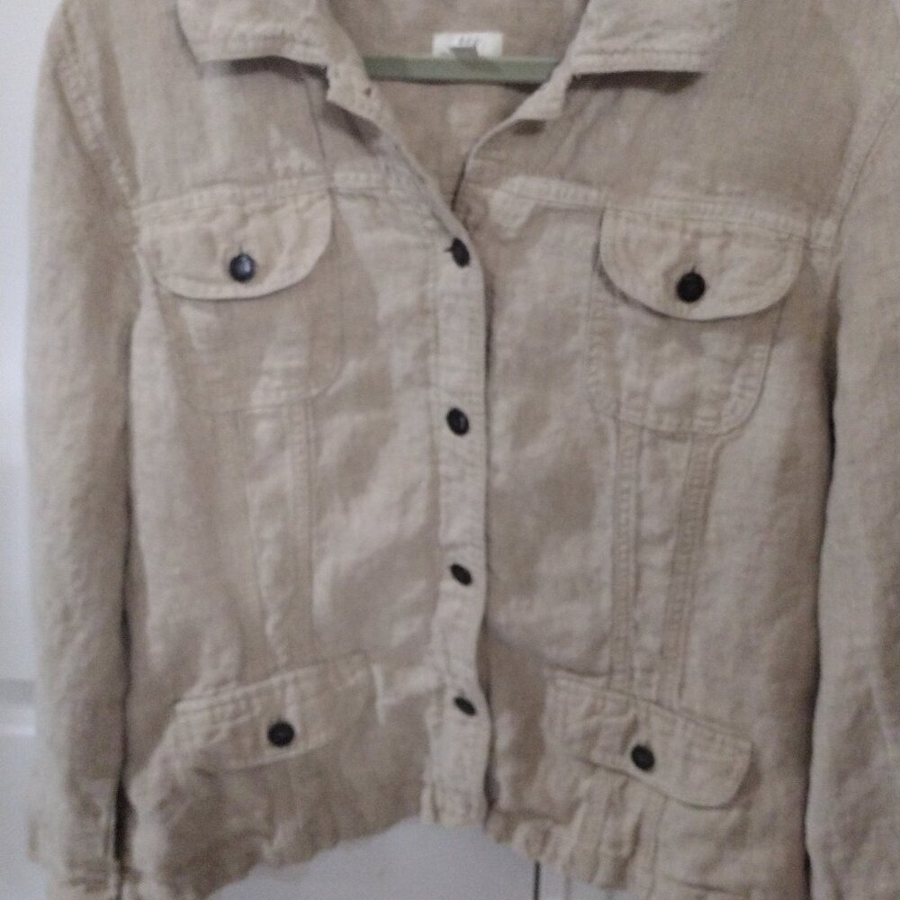 J. Jill khaki women's 100% linen button up jacket XL